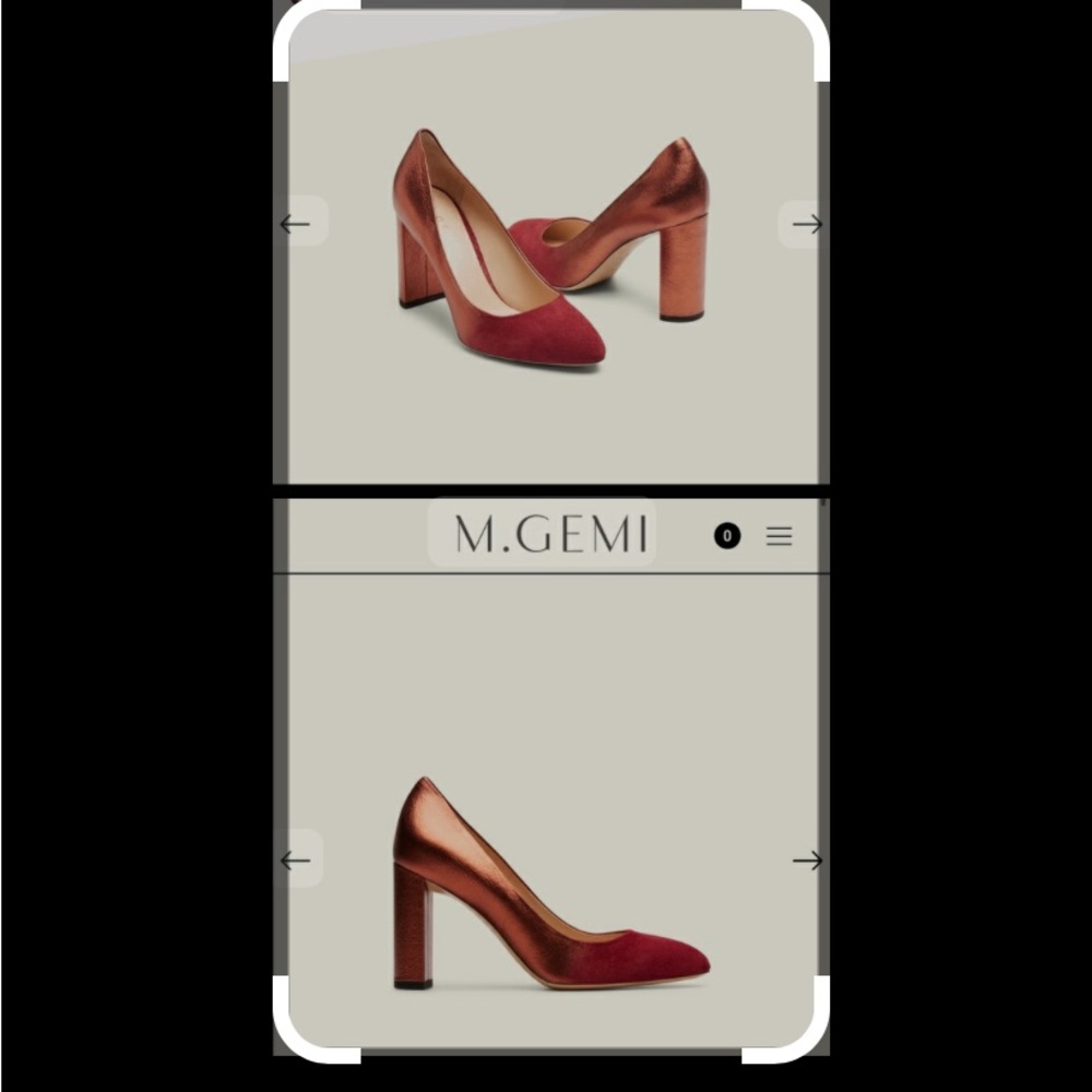 M. Gemi Lustro Suede+Leather Heels Ombré Chianti Copper red holiday metallic 38 - Picture 3 of 13